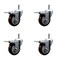 Service Caster 3.5'' Maroon Poly Swivel 7/16'' Stem Caster Set with Total Lock Brake, 4PK SCC-GRTTL20S3514-PPUB-MRN-716138-4 - alternate 1